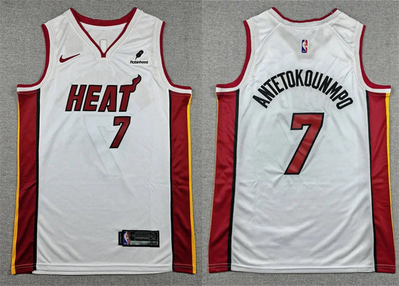 Mens Miami Heat #7 Giannis Antetokounmpo Nike White Association Edition Swingman Jersey