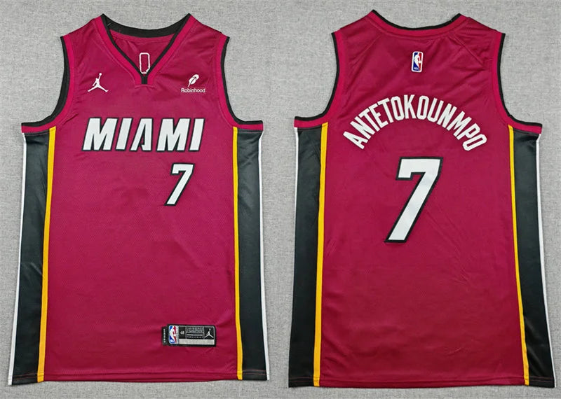 Mens Miami Heat #7 Giannis Antetokounmpo Red Statement Edition Swingman Jersey
