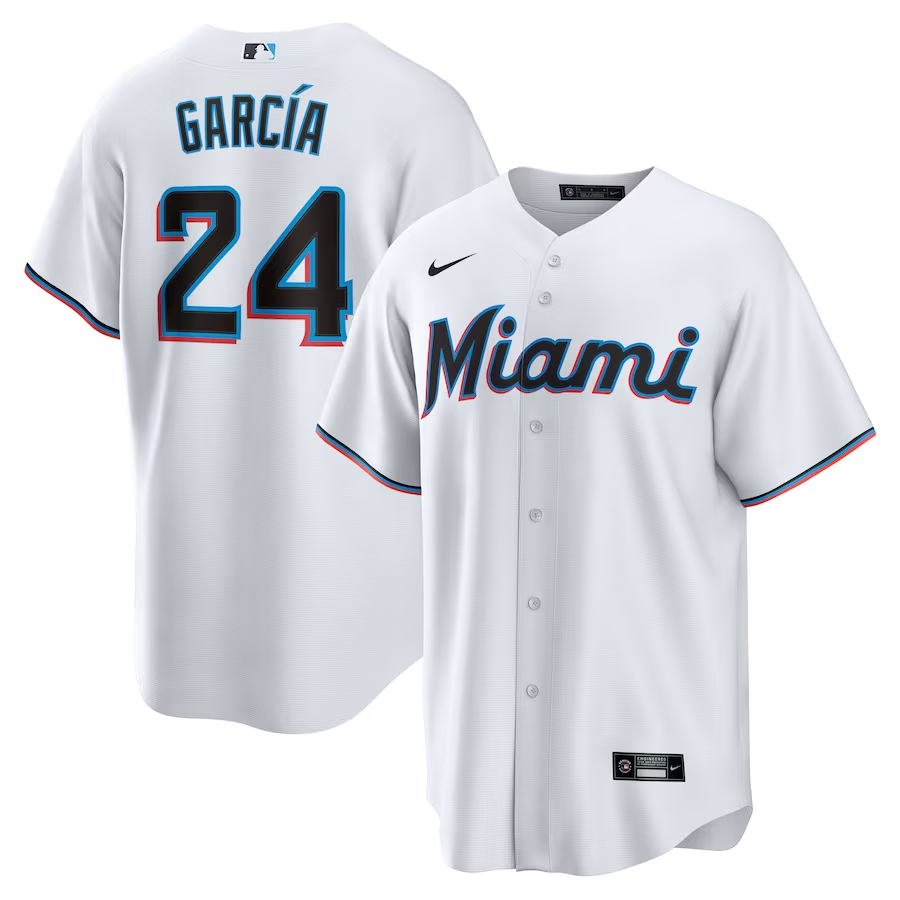 Men’s Miami Marlins Avisail Garcia #24 White Home Jersey