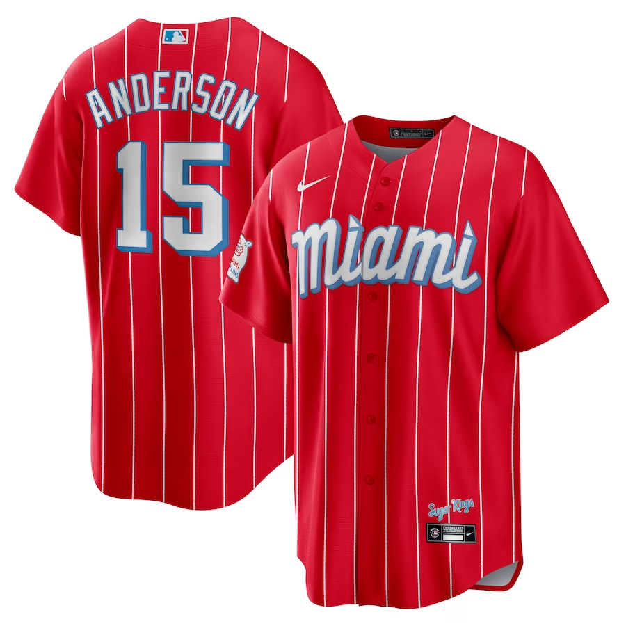 Men’s Miami Marlins Brian Anderson #15 Red City Connect Jersey