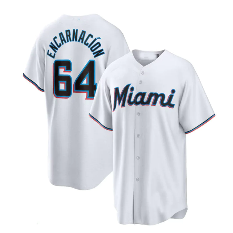 Men’s Miami Marlins Jerar Encarnacion #64 White Home Jersey