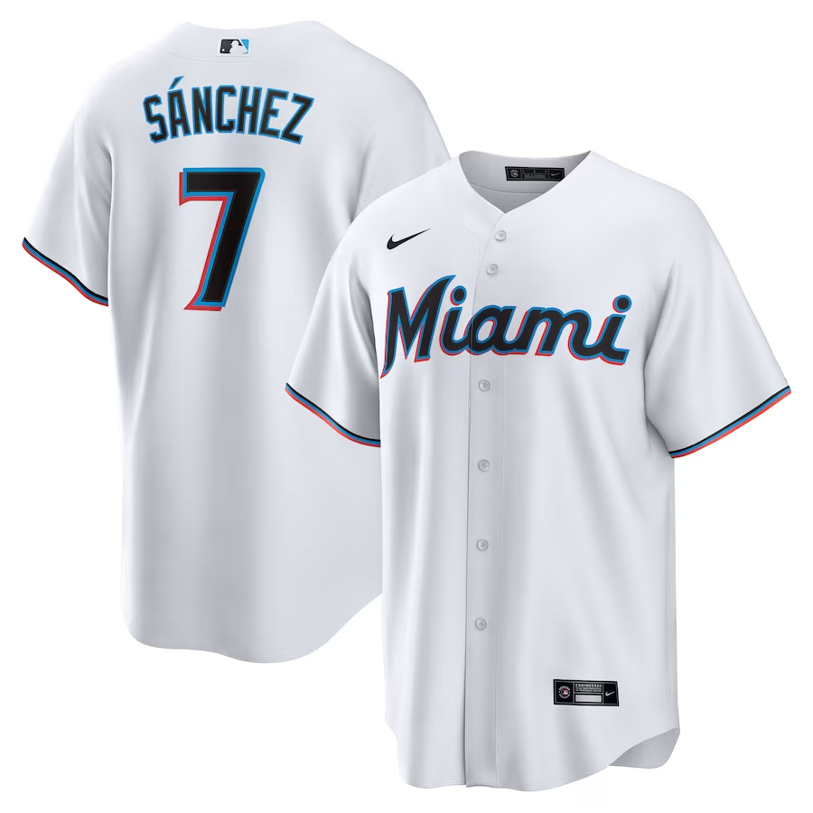Men’s Miami Marlins Jesus Sanchez #7 White Home Jersey