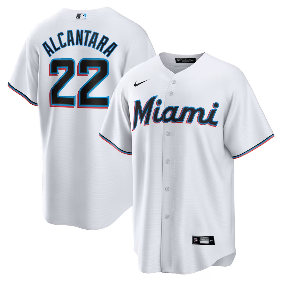 Men’s Miami Marlins Sandy Alcantara #22 White Jersey