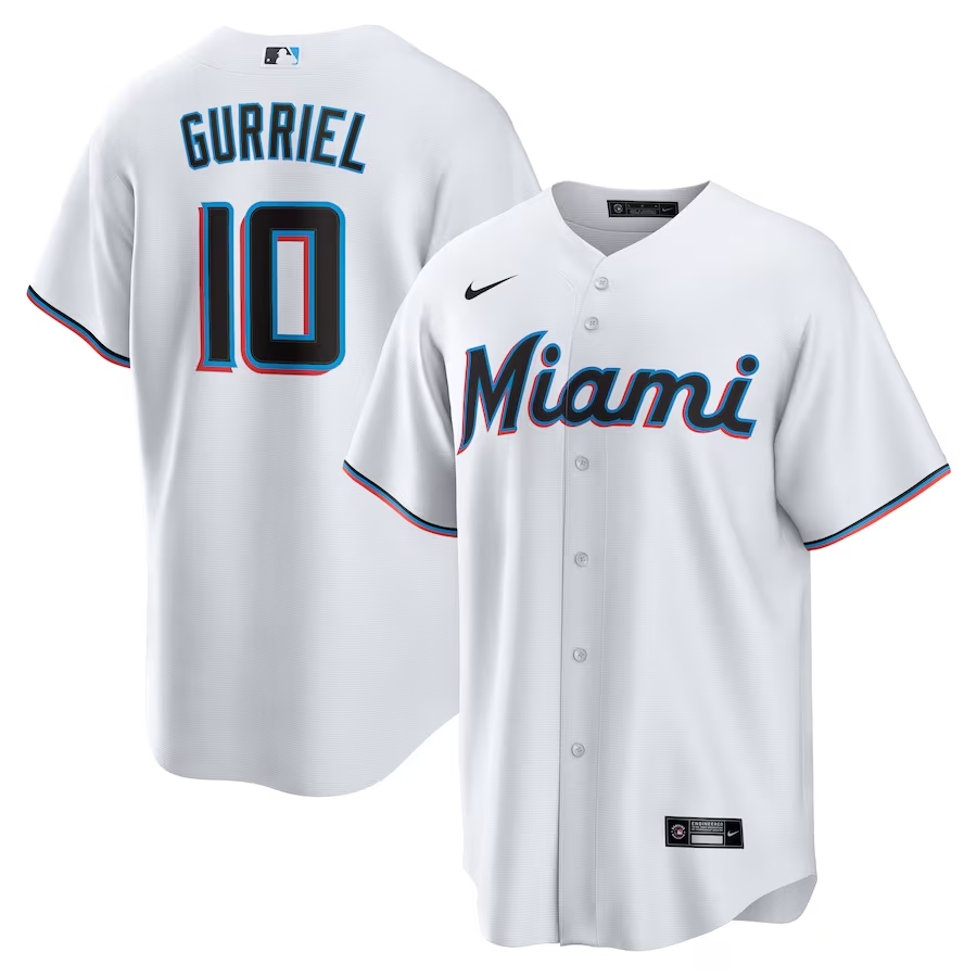 Men’s Miami Marlins Yuli Gurriel #10 White Jersey