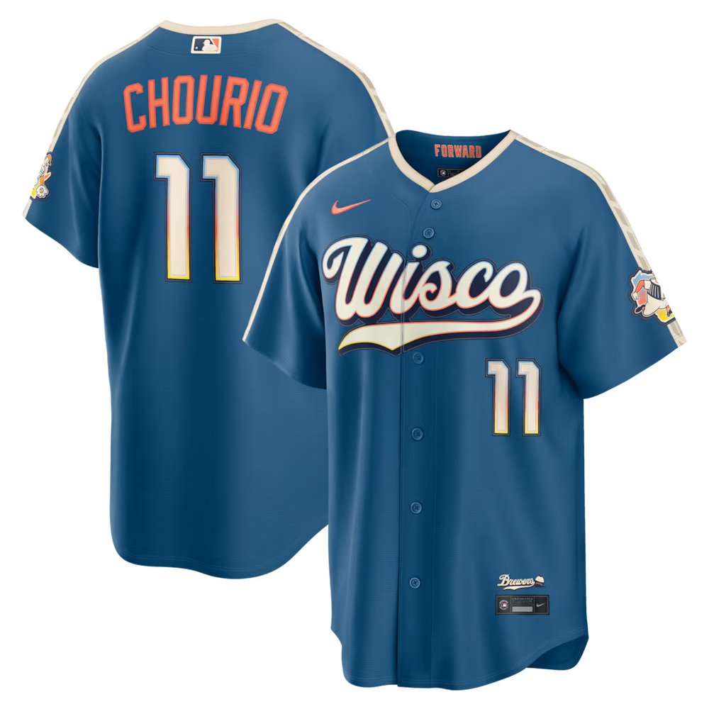 Men’s Milwaukee Brewers #11 Jackson Chourio Nike Mineral Blue 2026 City Connect Stadium Jersey
