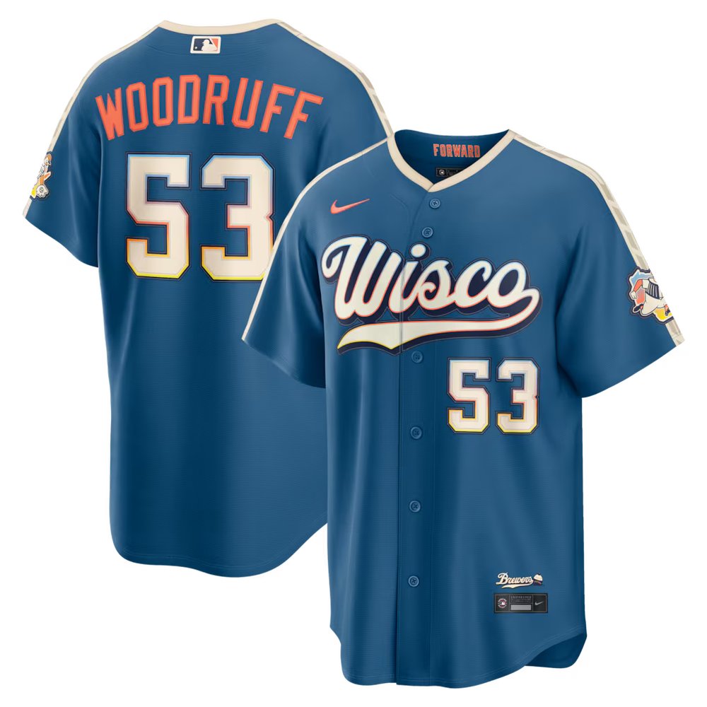 Men’s Milwaukee Brewers #53 Brandon Woodruff Nike Mineral Blue 2026 City Connect Stadium Jersey