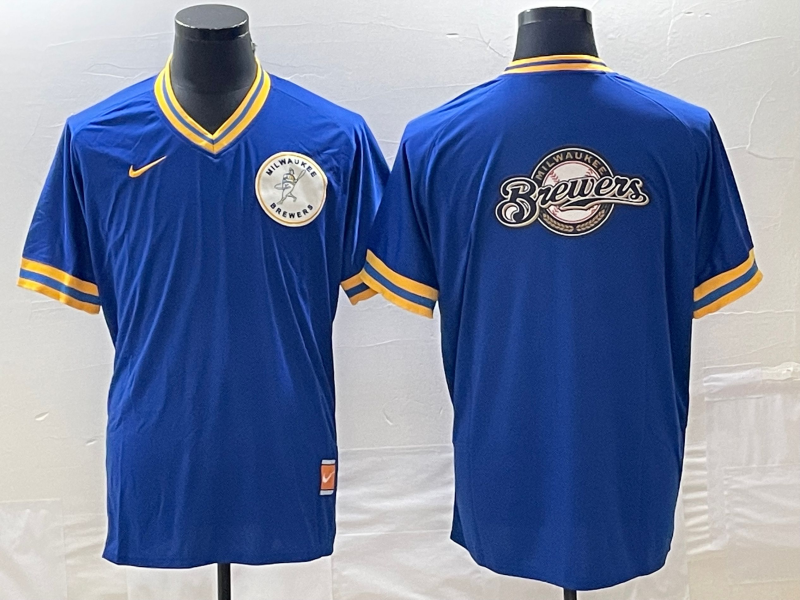 Men’s Milwaukee Brewers Blue Road Cooperstown Collection Team Jersey
