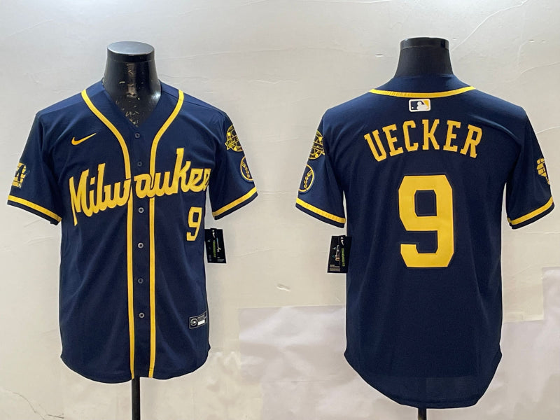 Men’s Milwaukee Brewers Bob Uecker #9 Navy Limited Jersey