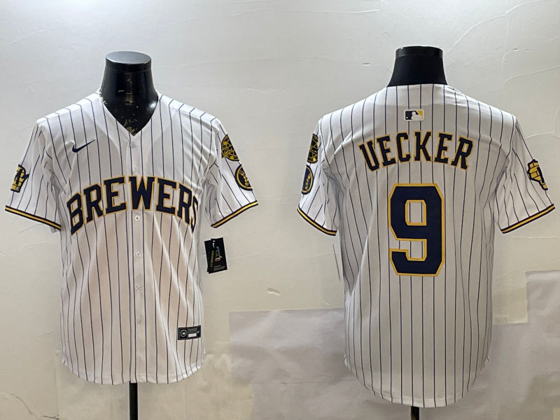 Men’s Milwaukee Brewers Bob Uecker #9 White Limited Jersey