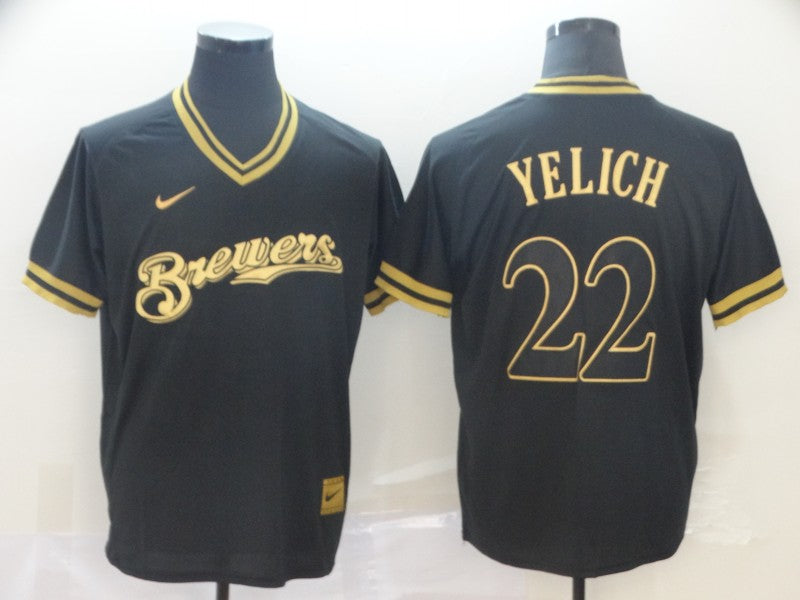 Men’s Milwaukee Brewers Christian Yelich #22 Black Jersey