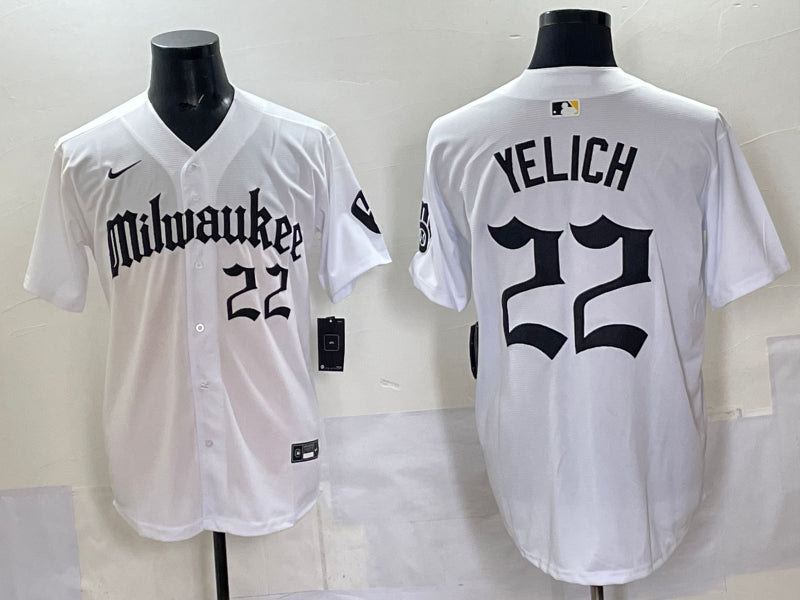 Men’s Milwaukee Brewers Christian Yelich #22 White Team Jersey