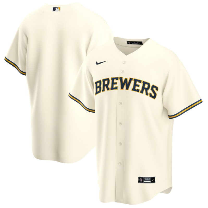 Men’s Milwaukee Brewers Cream Home Blank Jersey