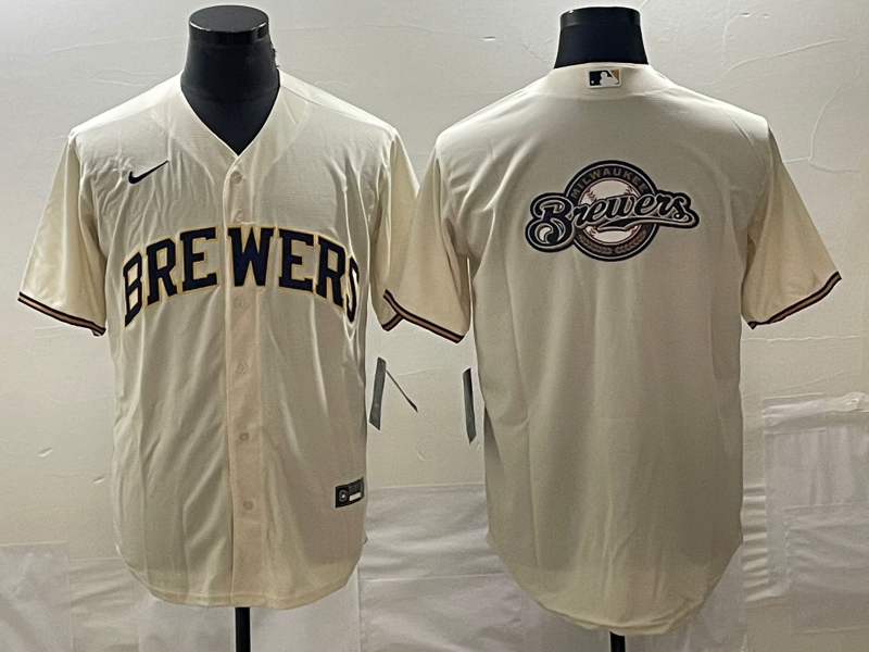 Men’s Milwaukee Brewers Cream Home Team Jersey
