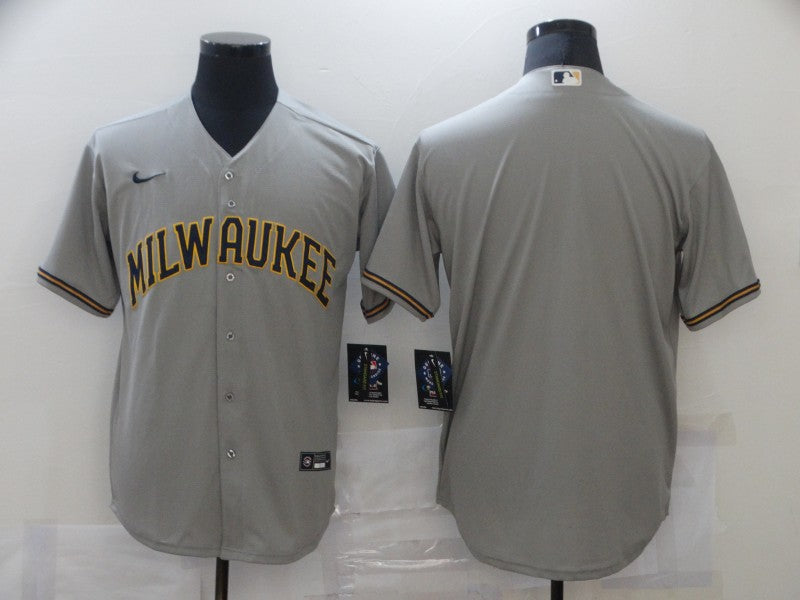 Men’s Milwaukee Brewers Gray Blank Jersey