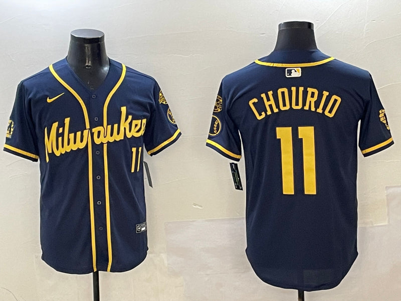 Men’s Milwaukee Brewers Jackson Chourio #11 Navy Limited Jersey