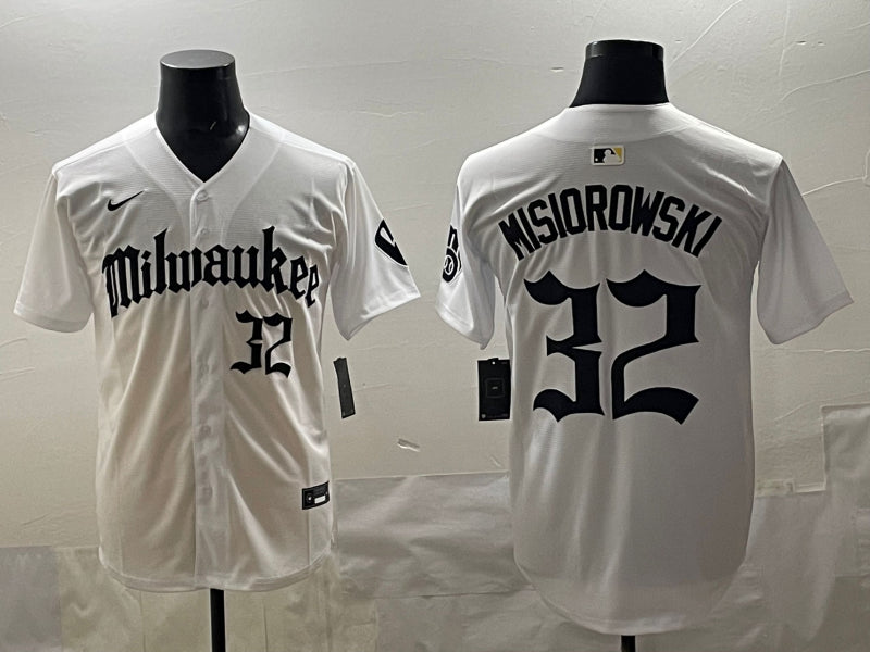 Men’s Milwaukee Brewers Jacob Misiorowski #32 White Team Jersey