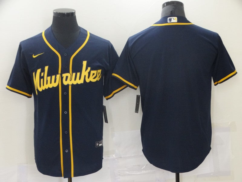 Men’s Milwaukee Brewers Navy Blank Jersey