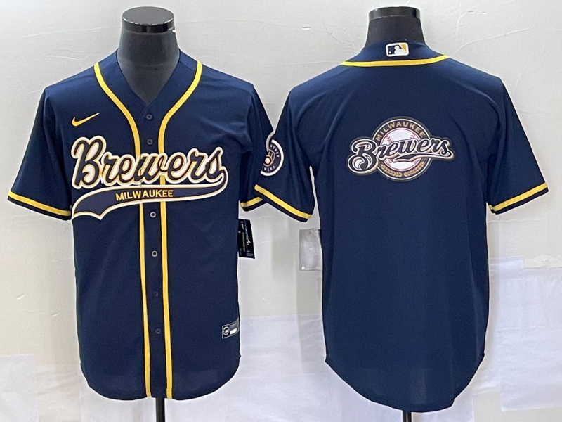 Men’s Milwaukee Brewers Navy Team Jersey Joint Edition