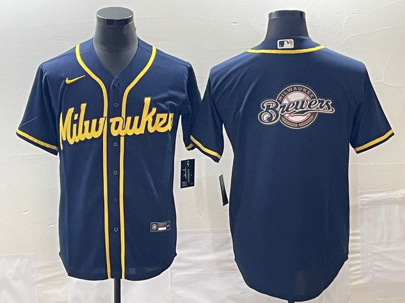 Men’s Milwaukee Brewers Navy Team Jersey