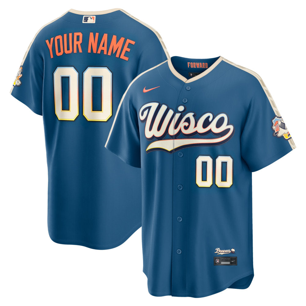Men’s Milwaukee Brewers Nike Mineral Blue 2026 City Connect Authentic Sponsor Patch Custom Jersey