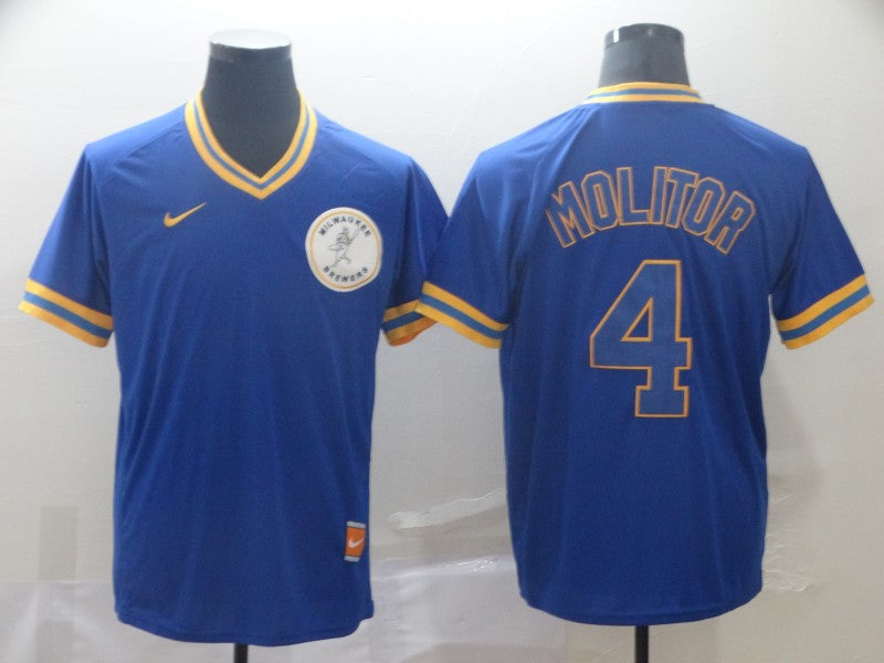 Men’s Milwaukee Brewers Paul Molitor #4 Blue Jersey