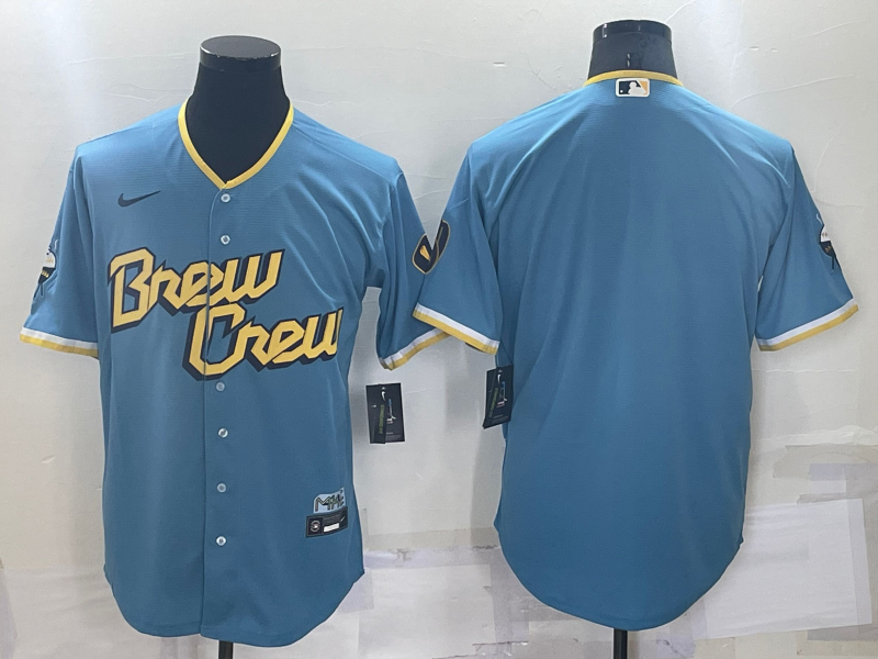 Men’s Milwaukee Brewers Powder Blue 2022 City Connect Blank Jersey