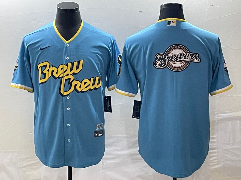 Men’s Milwaukee Brewers Powder Blue 2022 City Connect Team Jersey