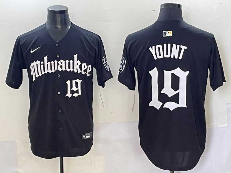 Men’s Milwaukee Brewers Robin Yount #19 Black Team Jersey
