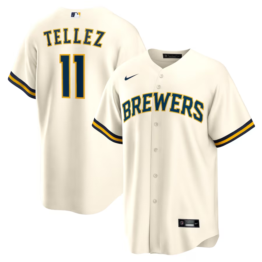 Men’s Milwaukee Brewers Rowdy Tellez #11 White Jersey