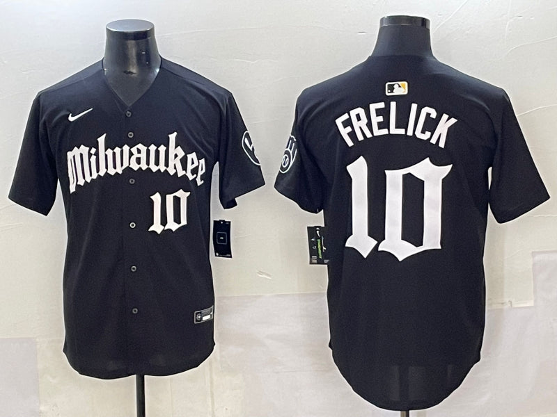 Men’s Milwaukee Brewers Sal Frelick #10 Black Team Jersey