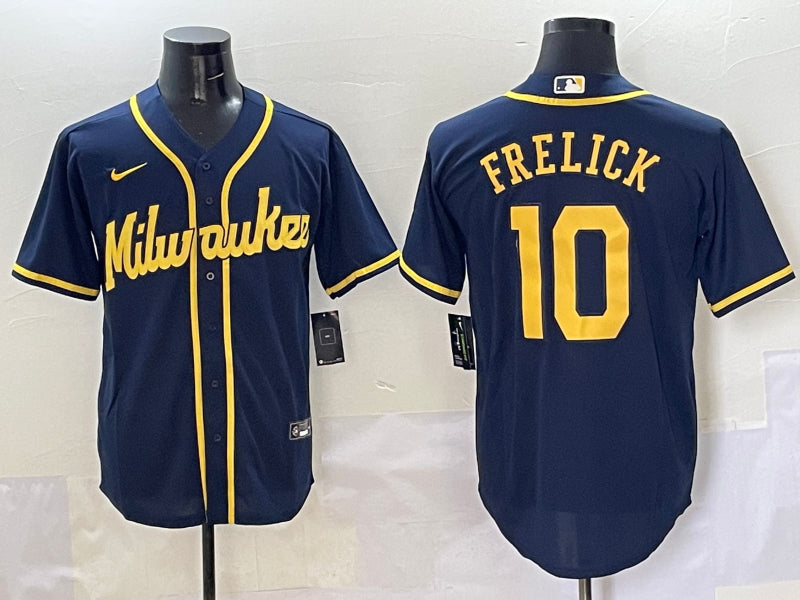 Men’s Milwaukee Brewers Sal Frelick #10 Navy Alternate Limited Jersey