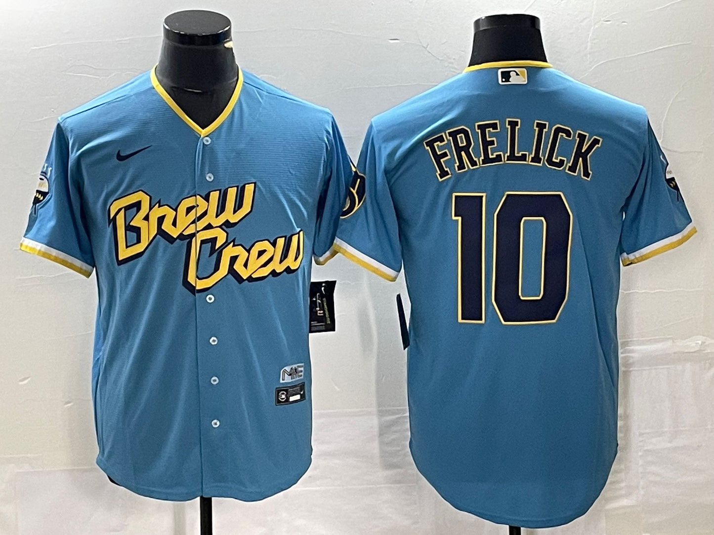 Men’s Milwaukee Brewers Sal Frelick #10 Powder Blue 2022 City Connect Jersey