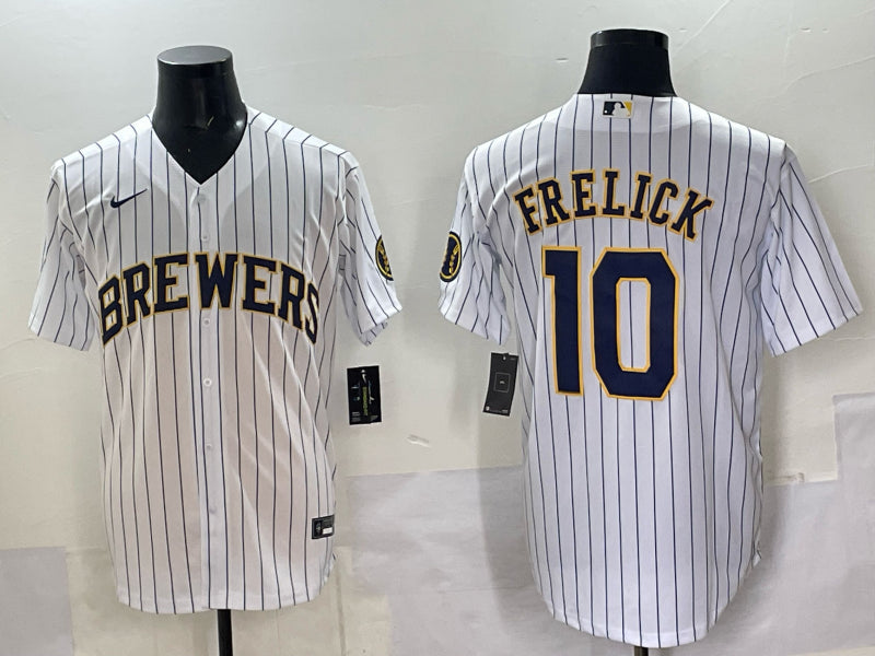 Men’s Milwaukee Brewers Sal Frelick #10 White Jersey