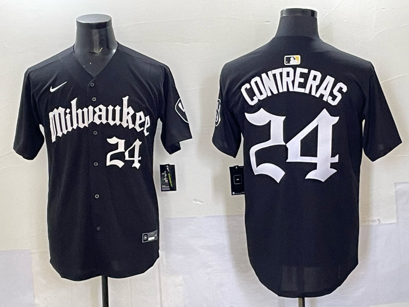 Men’s Milwaukee Brewers William Contreras #24 Black Jersey
