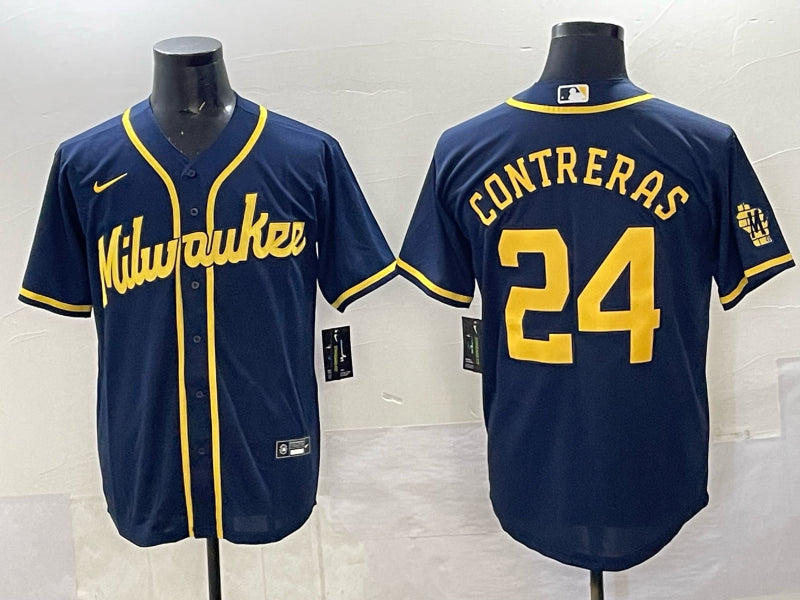 Men’s Milwaukee Brewers William Contreras #24 Navy Jersey