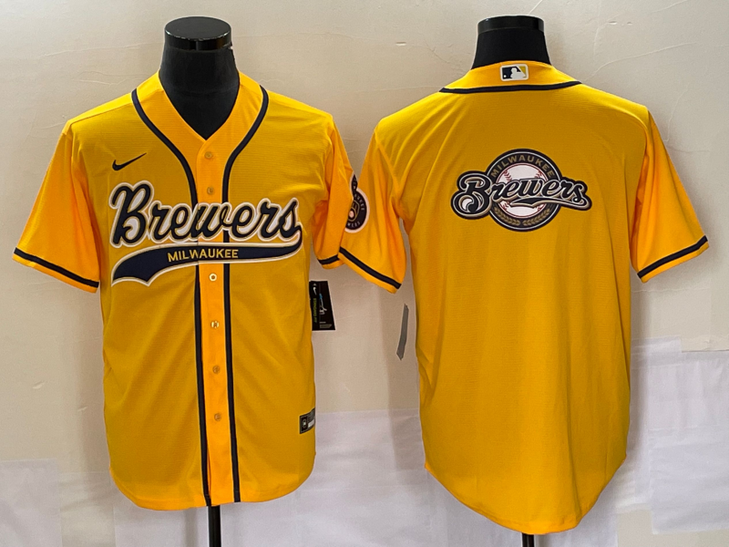 Men’s Milwaukee Brewers Yellow Team Jersey Joint Edition
