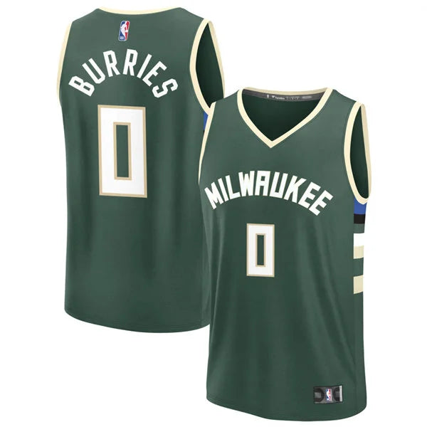 Mens Milwaukee Bucks #0 Brayden Burries Green Icon Edition SwingmanJersey