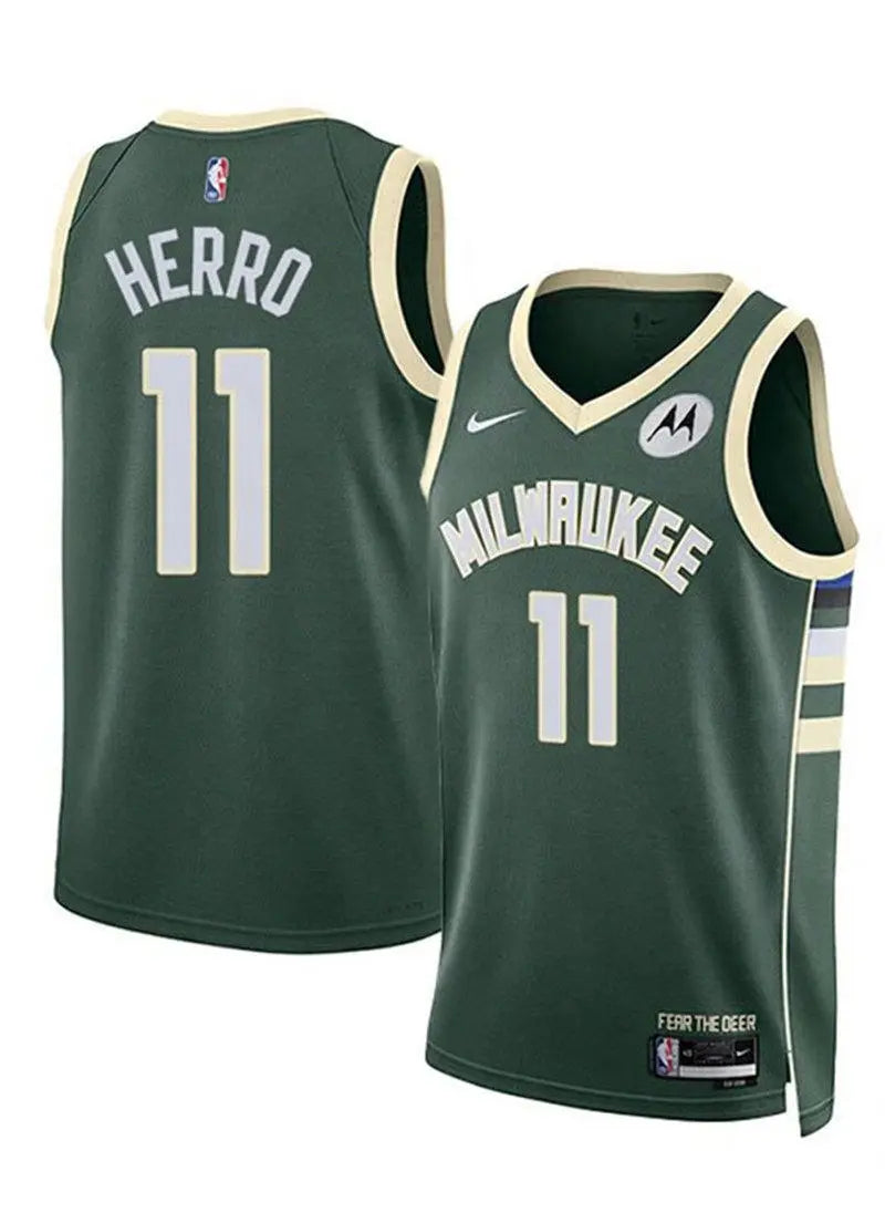 Mens Milwaukee Bucks #11 Tyler Herro Green Icon Edition Swingman Jersey
