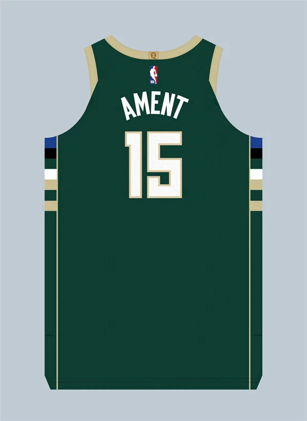 Mens Milwaukee Bucks #15 Nate Ament Green Icon Edition Swingman Jersey