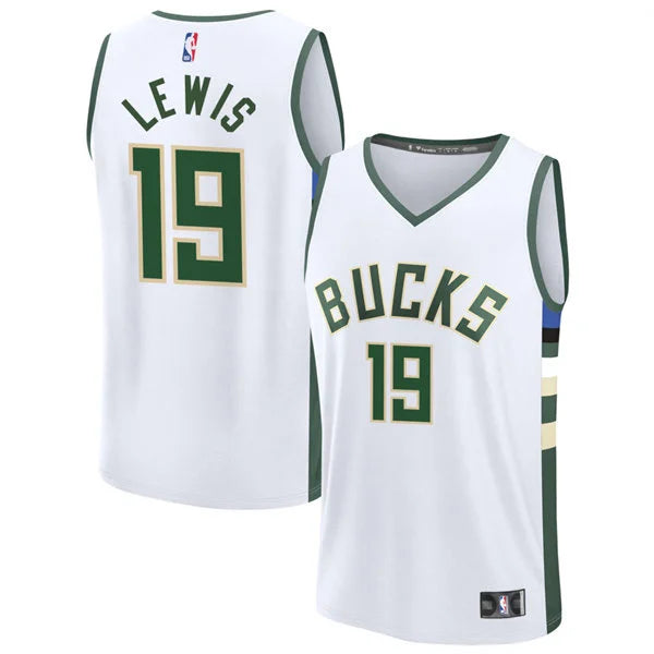Mens Milwaukee Bucks #19 Malique Lewis Nike White Association Edition Swingman Jersey
