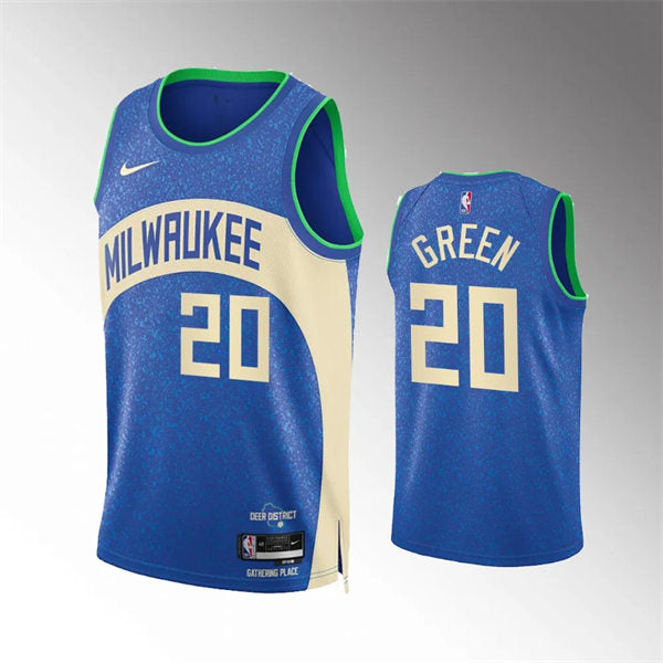 Mens Milwaukee Bucks #20 A.J. Green Royal 2023-24 City Edition Jersey