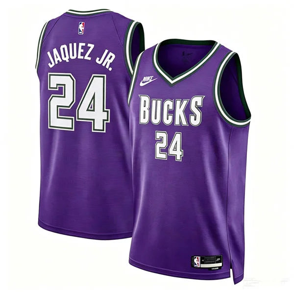 Mens Milwaukee Bucks #24 Jaime Jaquez Jr. Purple Classic Edition Jersey