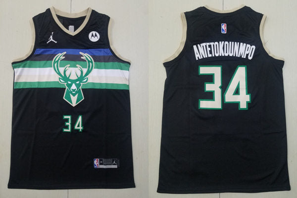 Men’s Milwaukee Bucks #34 Giannis Antetokounmpo Jordan Brand Black Statement Edition Swingman Jersey