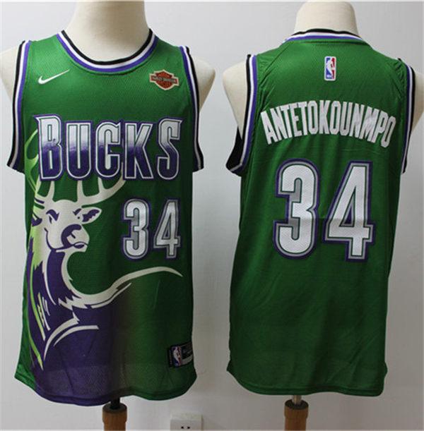Men’s Milwaukee Bucks #34 Giannis Antetokounmpo Nike Green Classic Edition Jersey