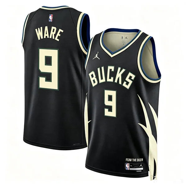 Mens Milwaukee Bucks #9 Kel’el Ware Black Statement Edition Swingman Jersey