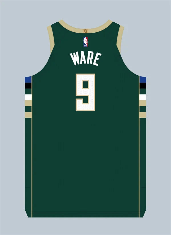 Mens Milwaukee Bucks #9 Kel’el Ware Green Icon Edition Swingman Jersey