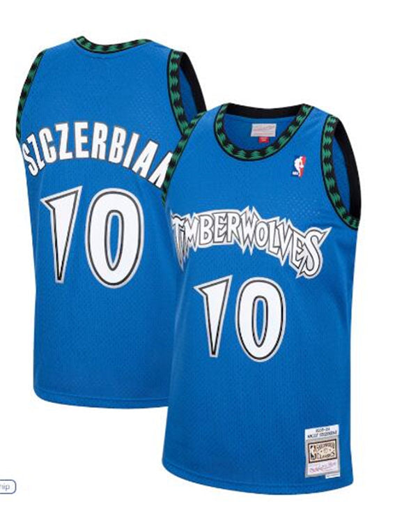 Men’s Minnesota Timberwolves #10 Wally Szczerbiak Mitchell & Ness 2001-02 Hardwood Classics Swingman Jersey Blue