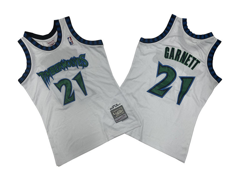 Men’s Minnesota Timberwolves #21 Kevin Garnett Mitchell & Ness 1997-98 Hardwood Classics Swingman Jersey White