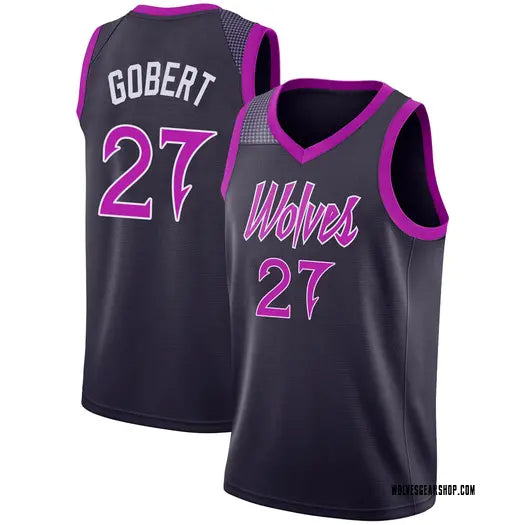 Men’s Minnesota Timberwolves #27 Rudy Gobert 2025-26 Navy Purple City Edition Swingman Jersey