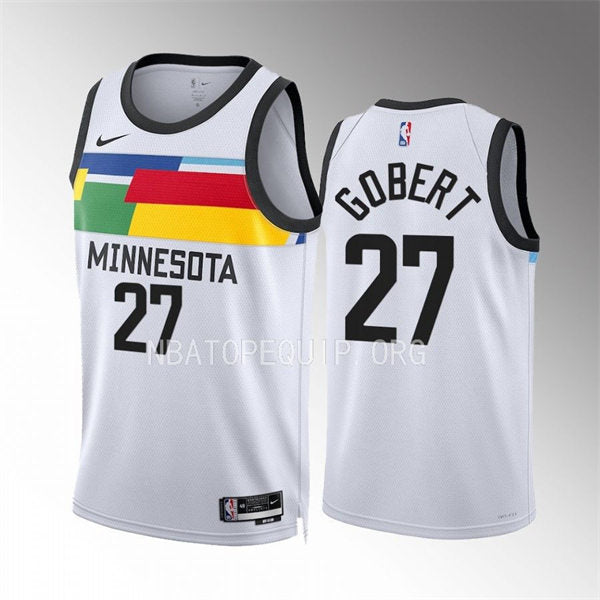 Men’s Minnesota Timberwolves #27 Rudy Gobert White 2022-23 City Edition Jersey